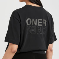 Classic Mirror Graphic Oversized T-Shirt | Washed Black