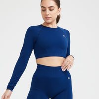 Effortless Seamless Long Sleeve Crop Top | Midnight