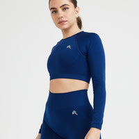 Effortless Seamless Long Sleeve Crop Top | Midnight
