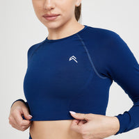 Effortless Seamless Long Sleeve Crop Top | Midnight