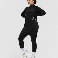 Go To Seamless Loose Long Sleeve Longline Top | Black