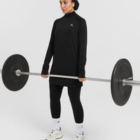 Go To Seamless Loose Long Sleeve Longline Top | Black