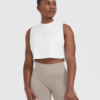 Go To Muscle Crop Vest | White