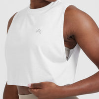 Go To Muscle Crop Vest | White