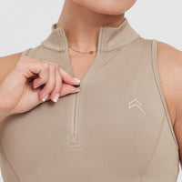 Timeless Half Zip Crop Tank | Sandstone