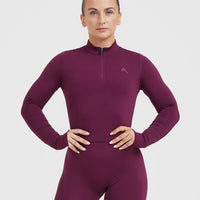 Timeless Half Zip Mid Long Sleeve Top | Ripe Fig