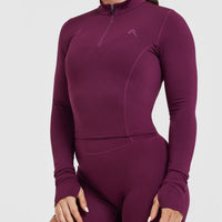Timeless Half Zip Mid Long Sleeve Top | Ripe Fig