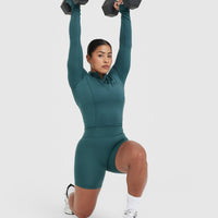 Timeless Half Zip Mid Long Sleeve Top | Marine Teal