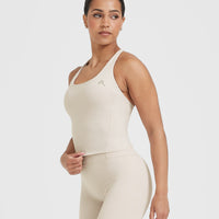 Timeless Square Neck Mid Vest | Sand