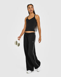 Cotton Racer Back Fitted Vest | Black