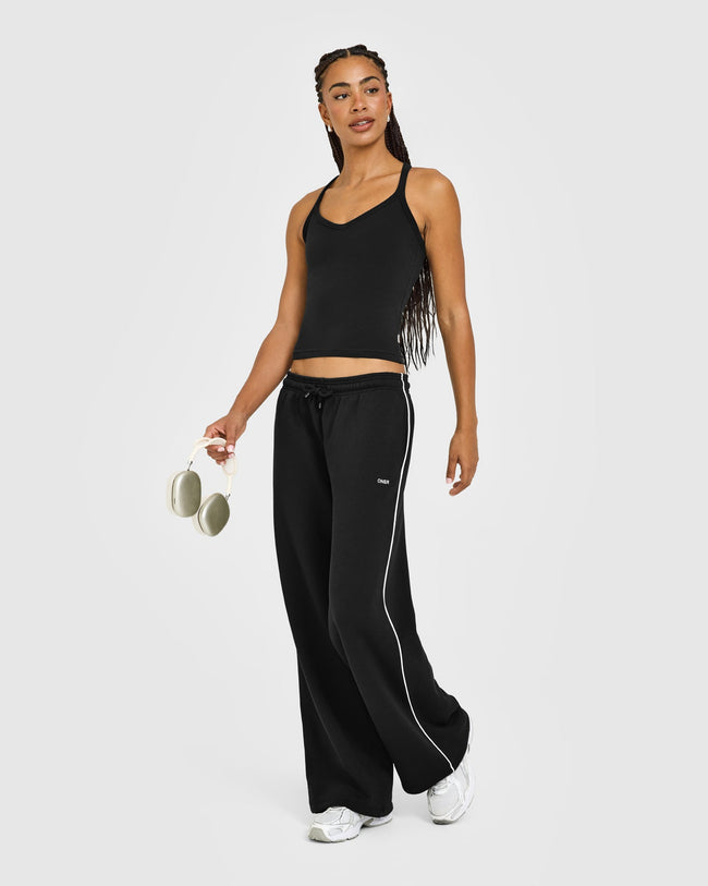 Cotton Racer Back Fitted Vest | Black