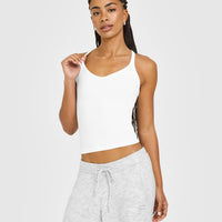 Cotton Racer Back Fitted Vest | White