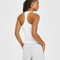 Cotton Racer Back Fitted Vest | White