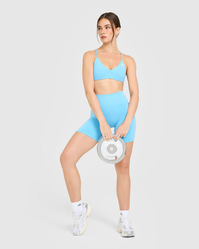 EasyLift™ Ultra Minimal Bralette with White Logo | Arctic Blue