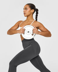 EffortlessLift™ Seamless Flared Bottoms with White Logo | Coal