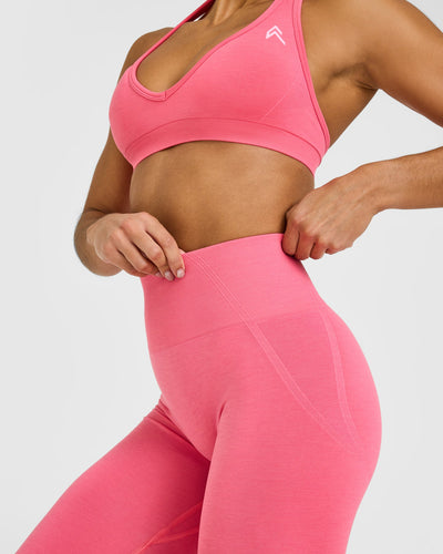 Effortless Seamless Leggings with White Logo | Hot Girl Pink