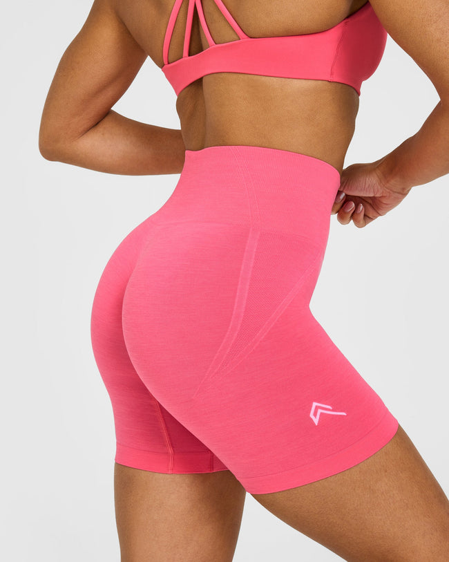 Effortless Seamless Shorts with White Logo | Hot Girl Pink