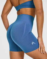 EffortlessLift™ Seamless Shorts with White Logo | Ocean Blue