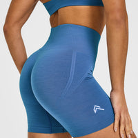 EffortlessLift™ Seamless Shorts with White Logo | Ocean Blue