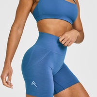 EffortlessLift™ Seamless Shorts with White Logo | Ocean Blue