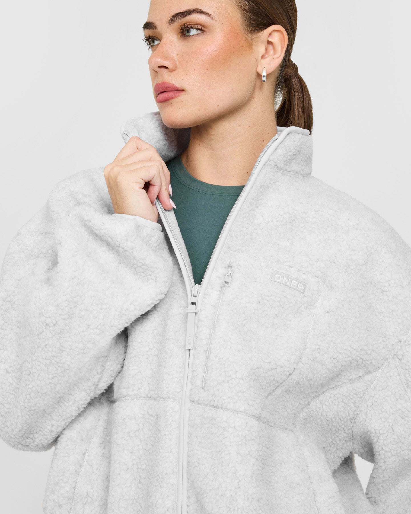 Fleece Jacket with Chest Pocket | Heather Grey