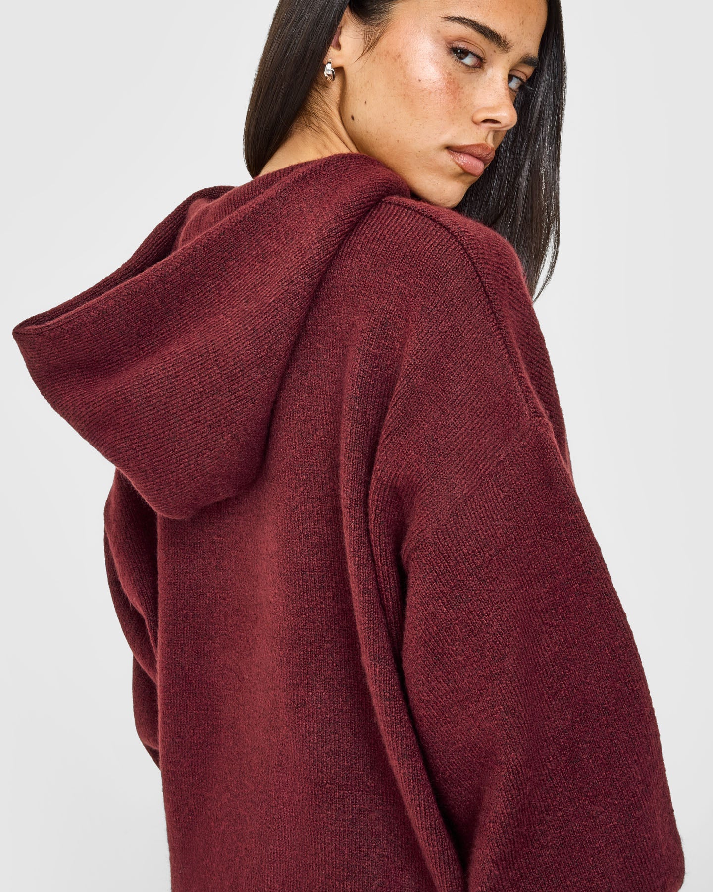 Oversized Knit Hoodie | Rosewood