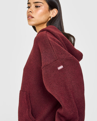 Oversized Knit Hoodie | Rosewood