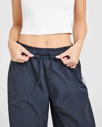 Oversized Piped Woven Straight Leg Track Bottoms | True Blue