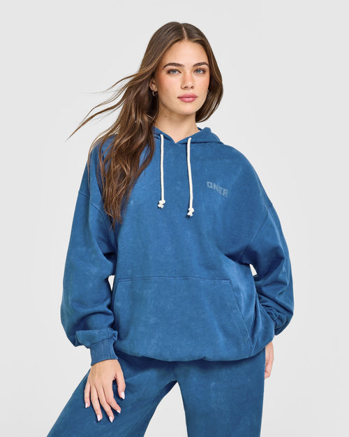 Oner Modal Raw Lounge Oversized Hoodie | Washed Ocean Blue