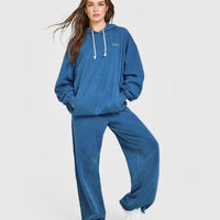Raw Lounge Wide Leg Joggers | Washed Ocean Blue