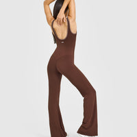 SoftMotion™ Contrast Scoop Back Flared All in One with White Logo | Espresso Brown