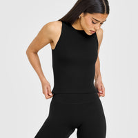 SoftMotion™ High Neck Mid Vest with White Logo | Black