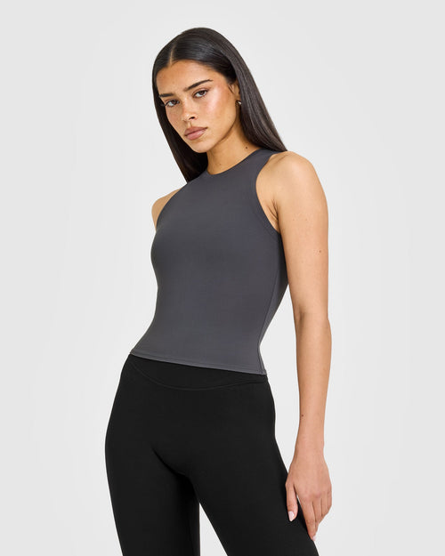 Oner Modal SoftMotion™ High Neck Mid Vest with White Logo | Coal