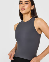 SoftMotion™ High Neck Mid Vest with White Logo | Coal