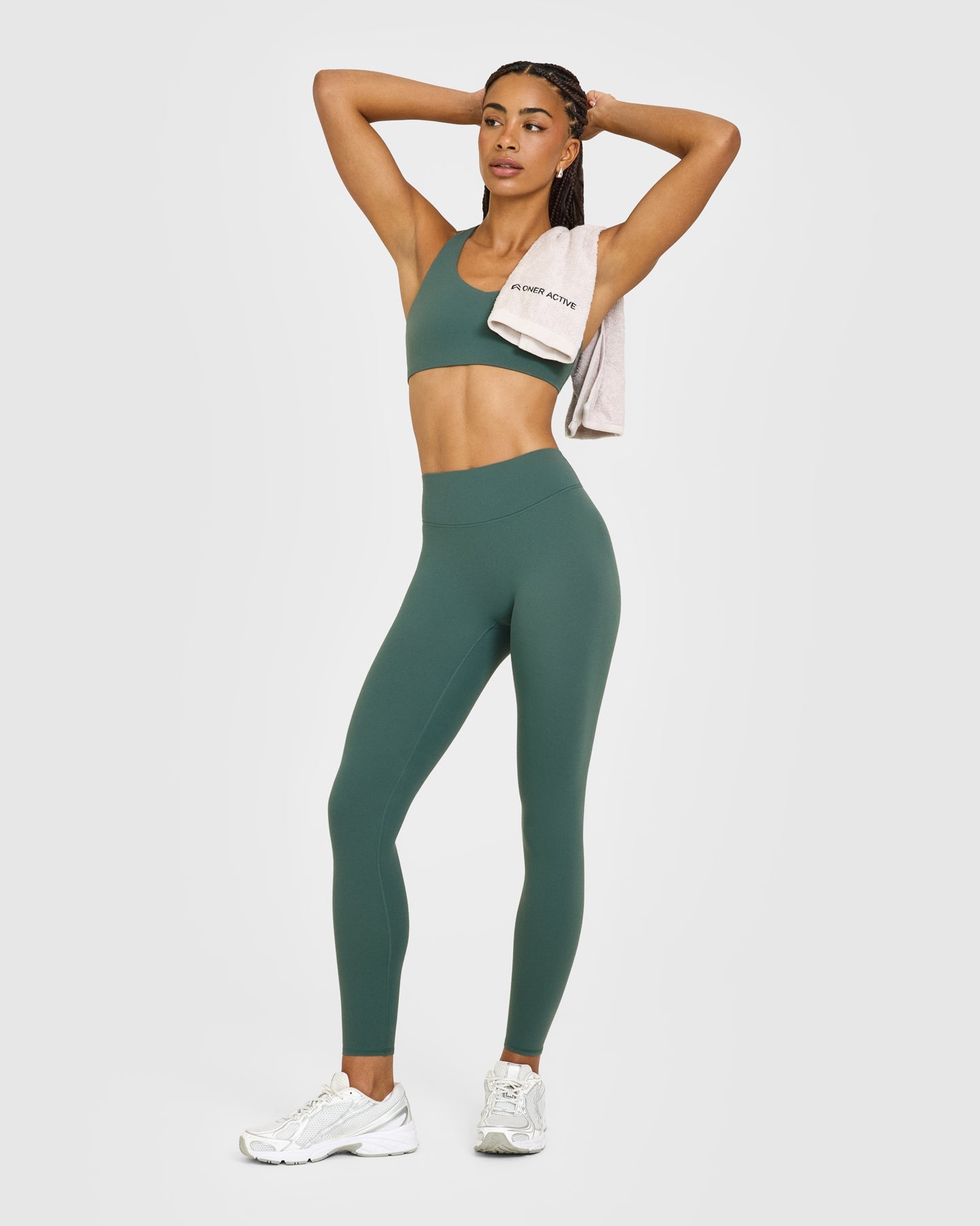 SoftMotion™ High Waisted Leggings with White Logo | Iced Green