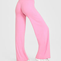 SoftMotion™ Straight Leg Bottoms with White Logo | Rose Pink