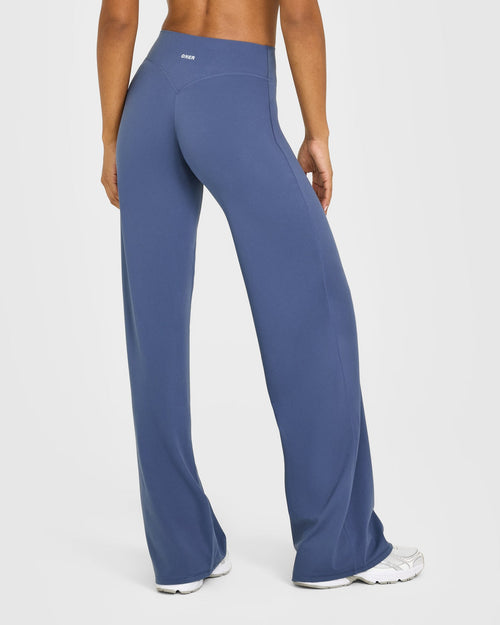 SoftMotion™ Straight Leg Bottoms with White Logo | Slate Blue