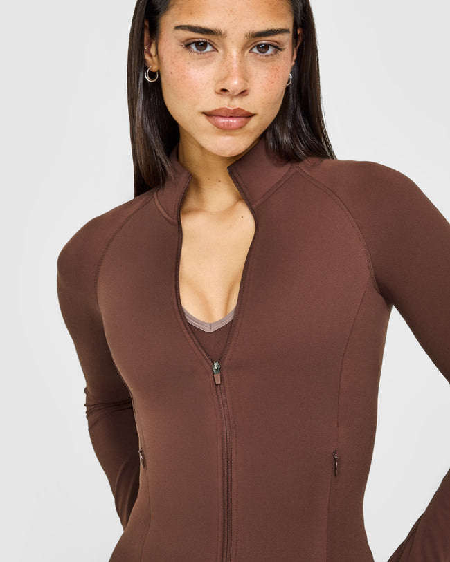 SoftMotion™ Jacket with White Logo | Espresso Brown