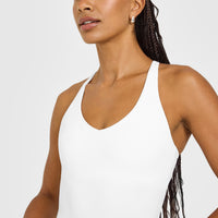SoftMotion™ Racer Back Vest with Built in Bra Shelf | White