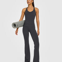 SoftMotion™ Racer Back Vest with Built in Bra Shelf with White Logo | Coal