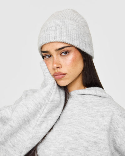 Knit Beanie | Light Grey Marl