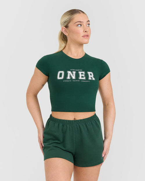 Oner Modal Cotton Baby T-Shirt with Printed Logo | Racing Green