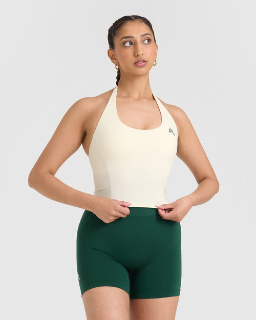 Oner Modal Timeless Halter Neck Mid Vest | Off White