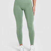 EffortlessLift™ Seamless Leggings with White Logo | Sage
