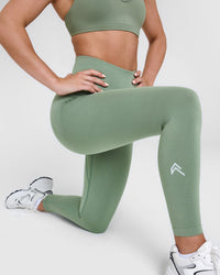 EffortlessLift™ Seamless Leggings with White Logo | Sage