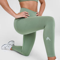 EffortlessLift™ Seamless Leggings with White Logo | Sage