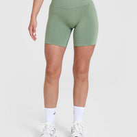 EffortlessLift™ Seamless Shorts with White Logo | Sage