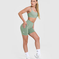 EffortlessLift™ Seamless Shorts with White Logo | Sage