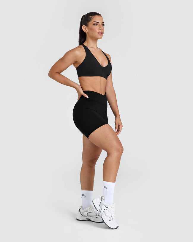 UnifiedMove Wrap Shorts White Logo 6" | Black