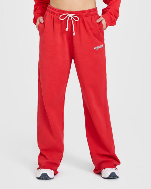 Oner Modal Raw Lounge Wide Leg Jogger with Graphic | Muscle Mommy Red